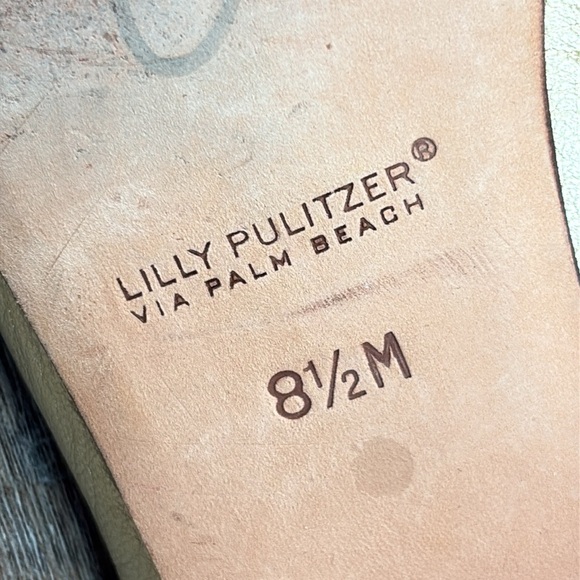Lilly Pulitzer Via Palm Beach Gold Leather Ballet Flats Size 8.5 - Picture 7 of 13